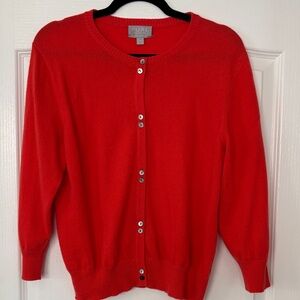 Pure Collection Red Button-Front 100% Cashmere Cardigan